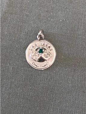 Silver Las Vegas Charm with Green Stone and dice